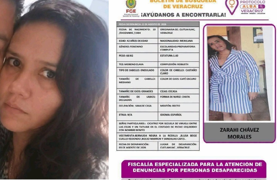 Identifican restos de Zarahí tras su desaparición en Cuitláhuac