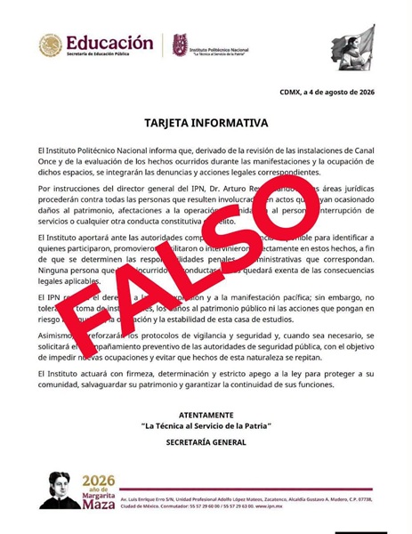 IPN desmiente publicación falsa tras hackeo de Facebook