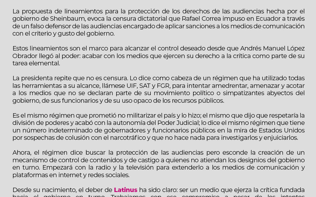 Latinus denuncia ataque a la prensa y reafirma su compromiso