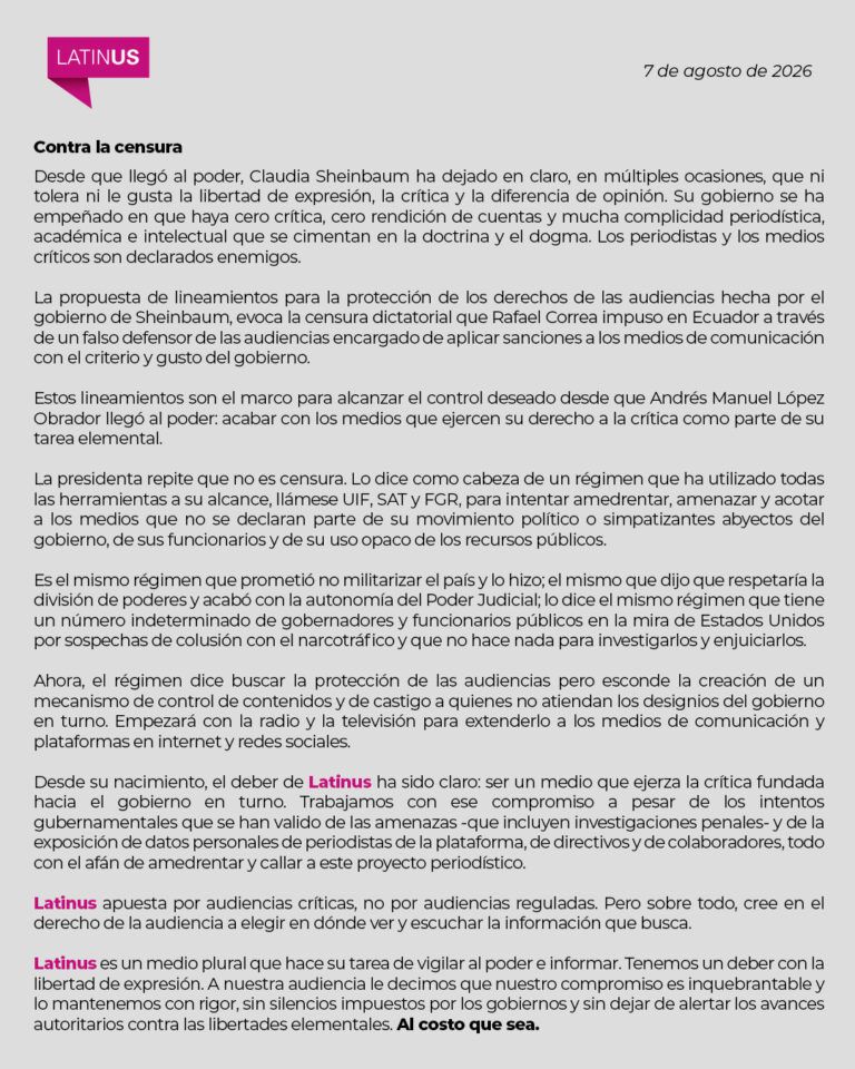 Latinus denuncia ataque a la prensa y reafirma su compromiso