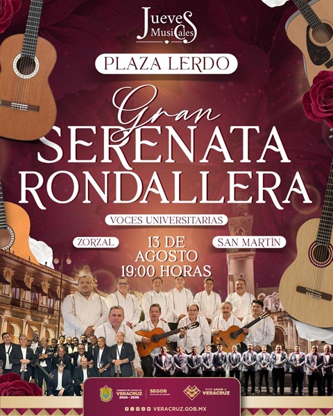 Serenata Rondallera animará la Plaza Lerdo de Xalapa