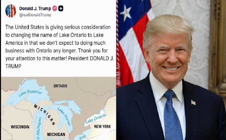 Trump propone renombrar Lago Ontario como ‘Lago América’