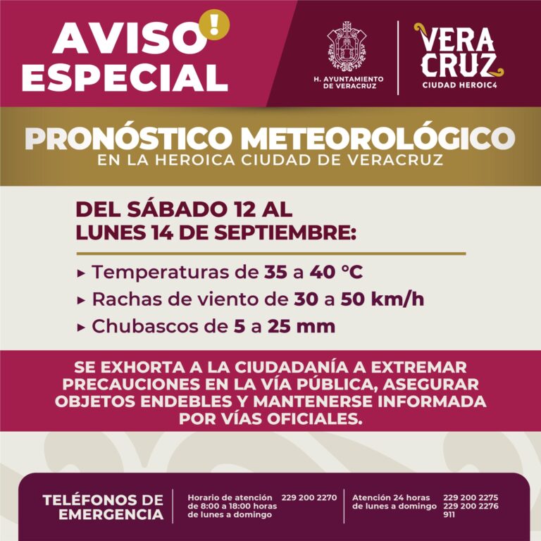Ayuntamiento de Veracruz pide precaución por clima adverso