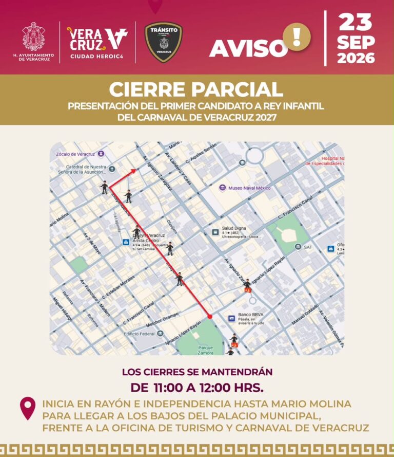 Cierre vial por papaqui del Rey Infantil del Carnaval 2027