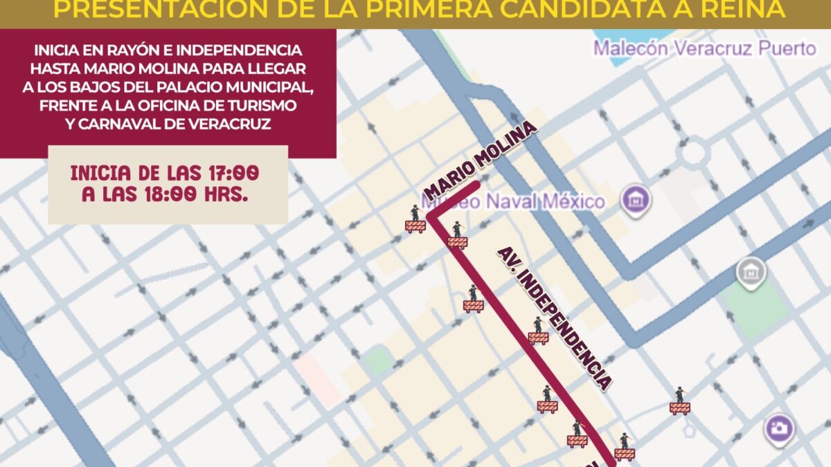 Cierres de circulación por evento de candidata a Reina del Carnaval