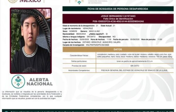 Encuentran muerto a estudiante de la UV tras 14 días de búsqueda