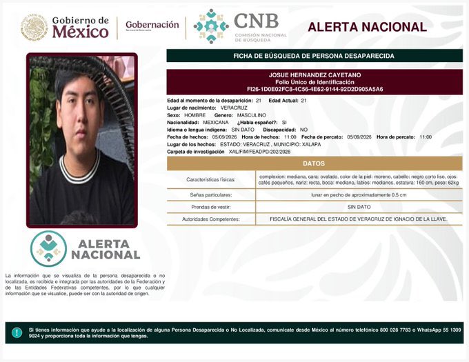 Encuentran muerto a estudiante de la UV tras 14 días de búsqueda
