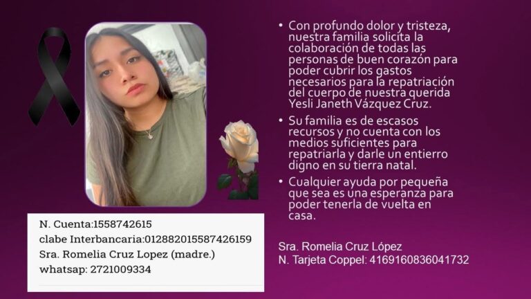 Familia solicita ayuda para repatriar cuerpo de joven asesinada