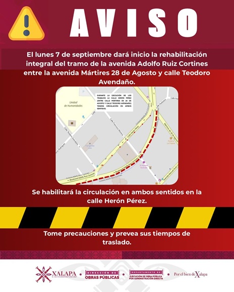 Rehabilitación de la carretera Adolfo Ruiz Cortines