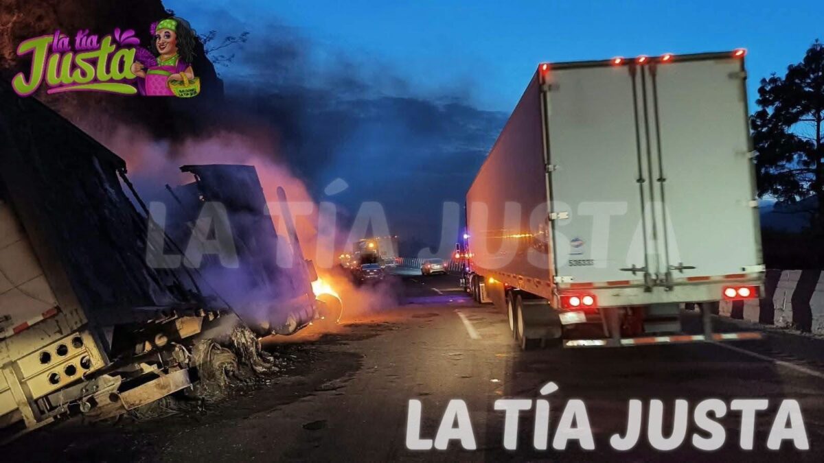 Tractocamión se incendia tras falla de frenos en Maltrata