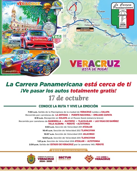 Carrera Panamericana pasará por Veracruz y Xalapa