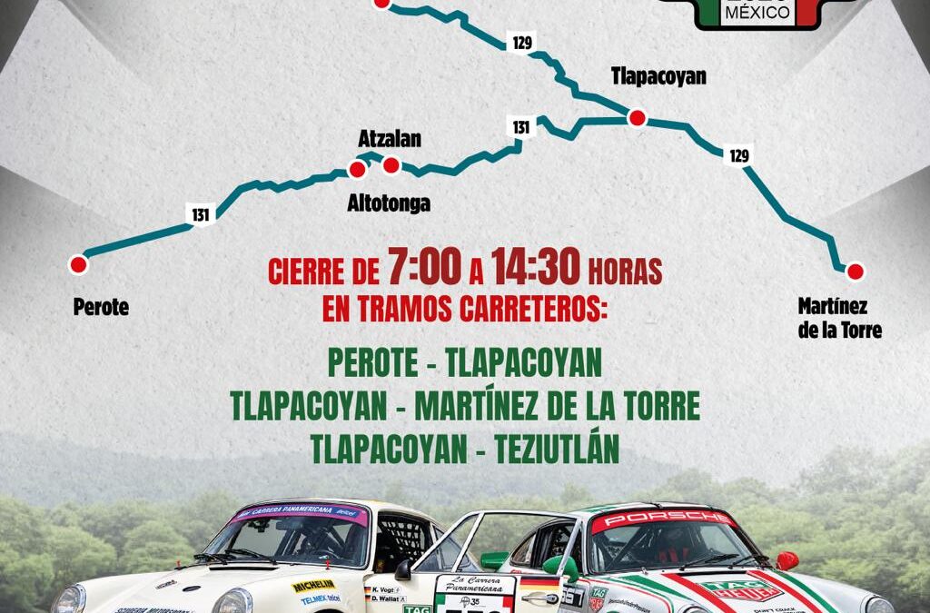 Horarios de cierre vial para la Carrera Panamericana