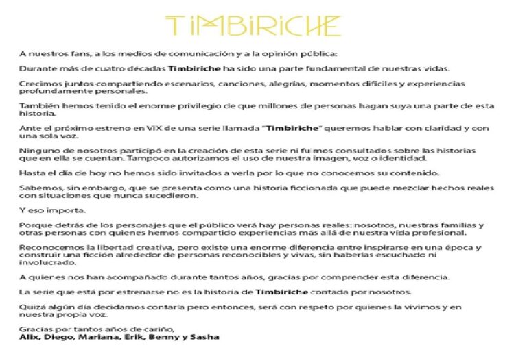 Integrantes de Timbiriche se distancian de serie de VIX