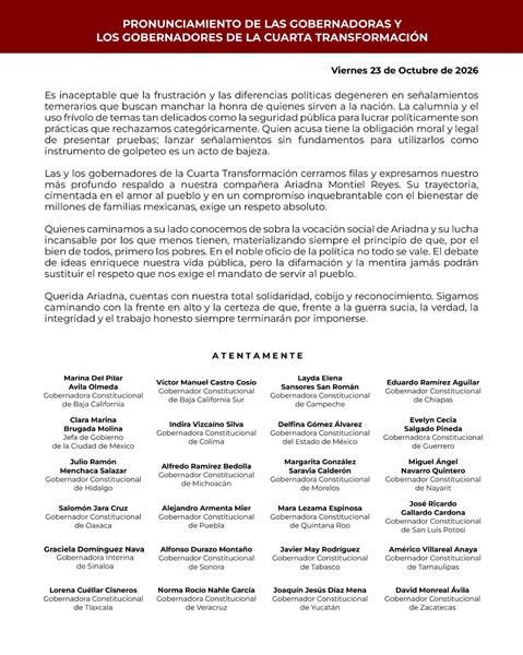 Morena defiende a Ariadna Montiel tras acusaciones de Maru Campos