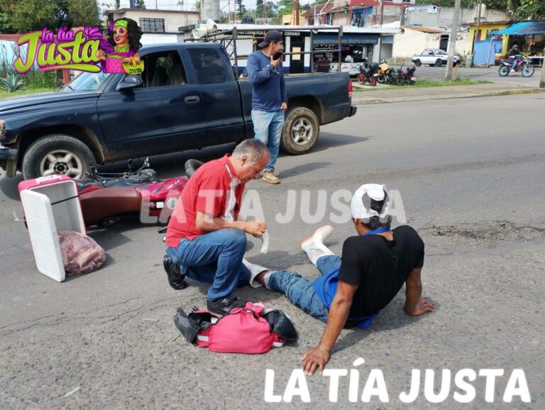 Motociclista herido en choque con camioneta en Fortín