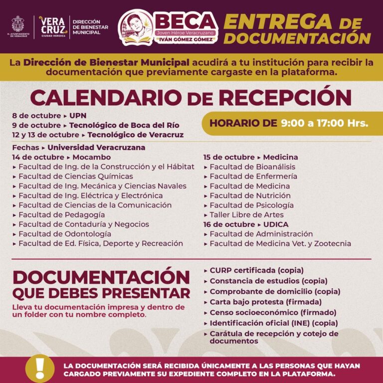 Recepción de documentos para Beca Universitaria Iván Gómez Gómez