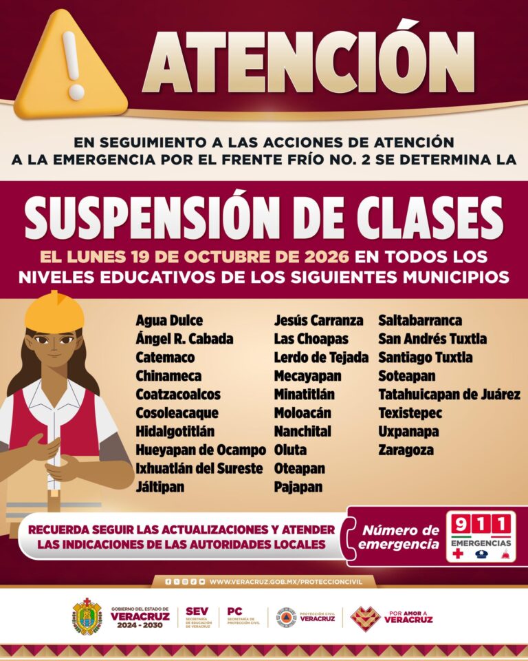 suspenden clases en 28 municipios de veracruz por lluvias